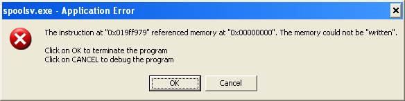 spoolsv error