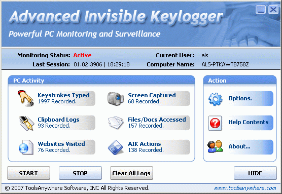 Advanced Invisible Keylogger