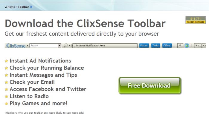 Clixsense Toolbar