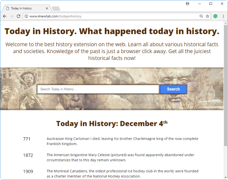 Today in History New Tab