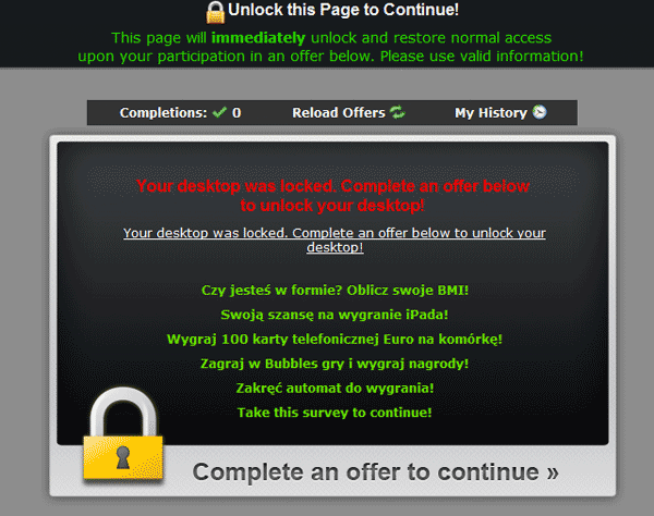 Unlock This Page To Continue Virus