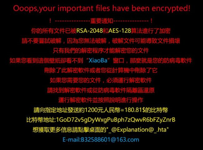 XiaoBa Ransomware