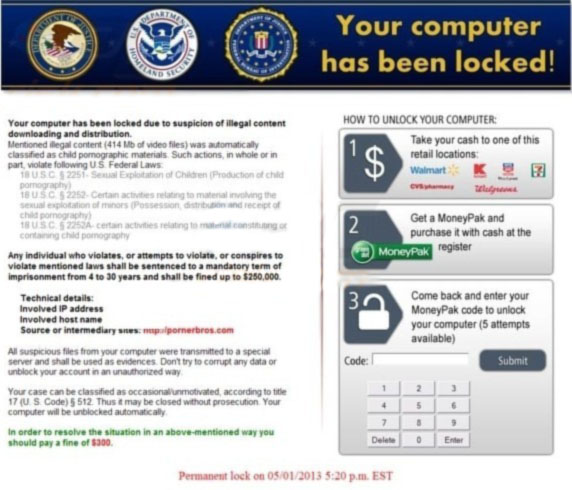 Your Computer Has Been Locked Moneypak Virus